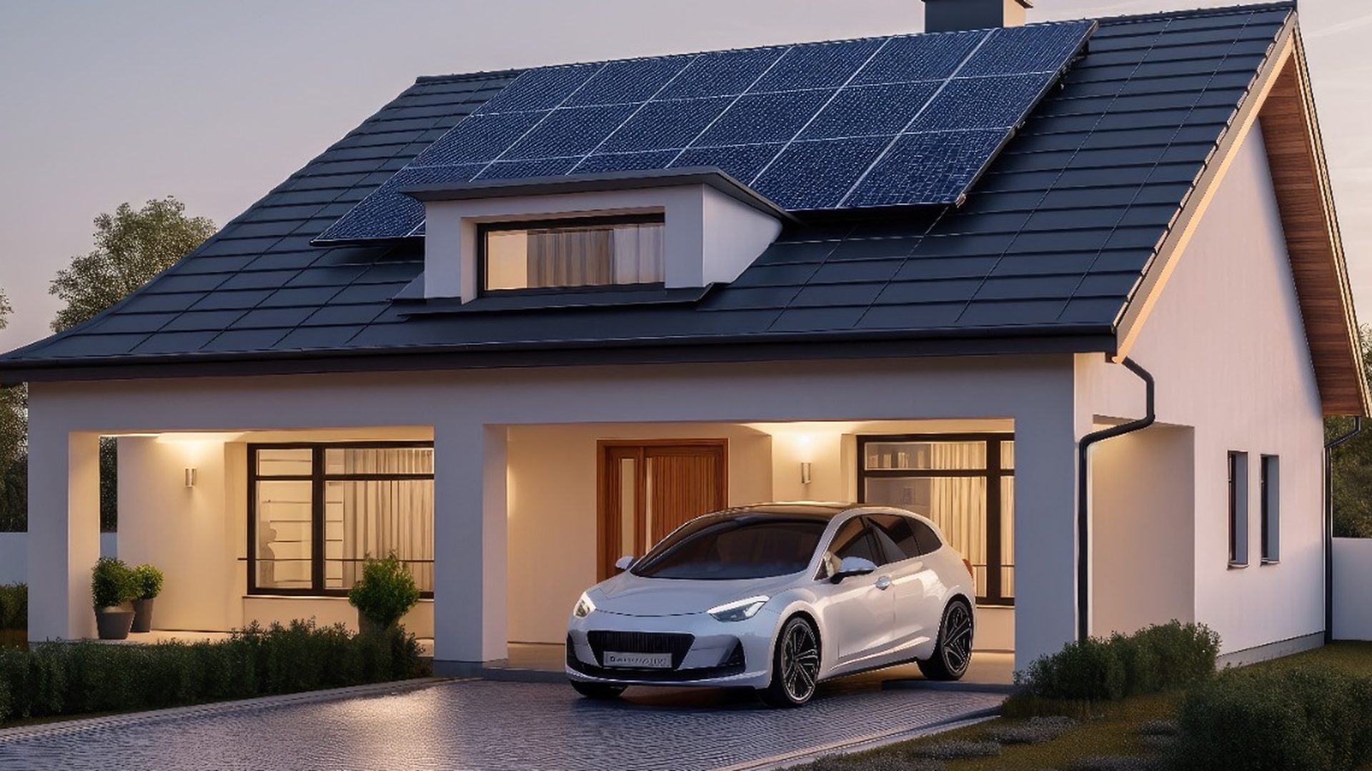 Einfamilienhaus mit Solardach und E-Auto